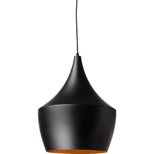 Karl 13.75" Pendant Lamp in Black w/ Gold Interior